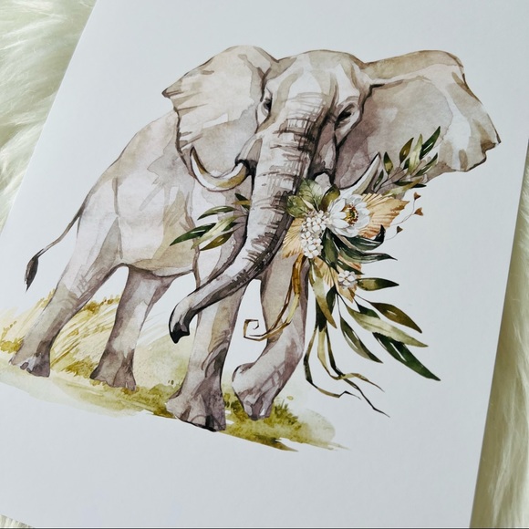 Watercolor Elephant Wall Art Poster Print Unframed - Picture 13 of 17